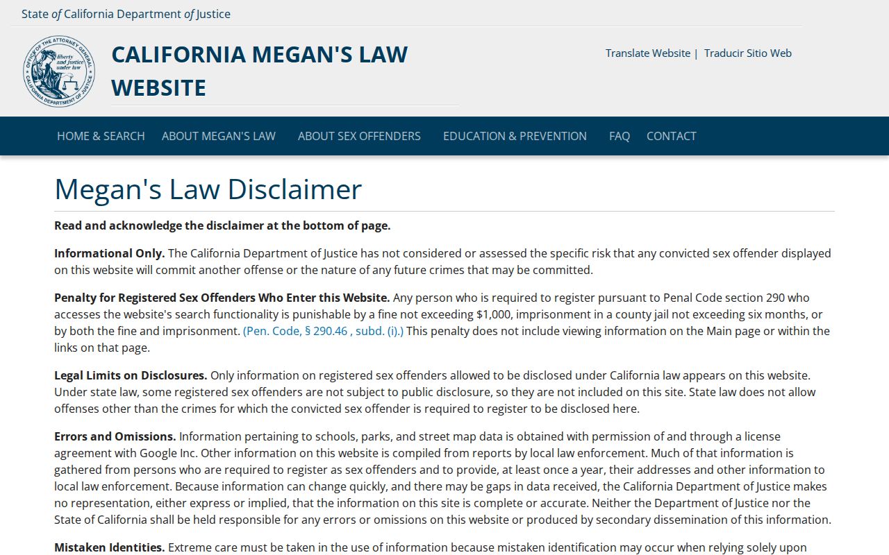 Walnut Creek neighbors and California Megan's Law registry