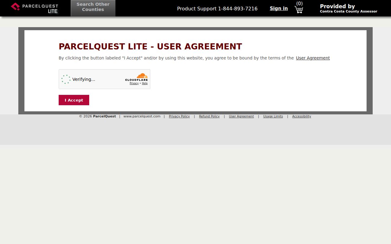 Walnut Creek street directory ParcelQuest address and APN search interface