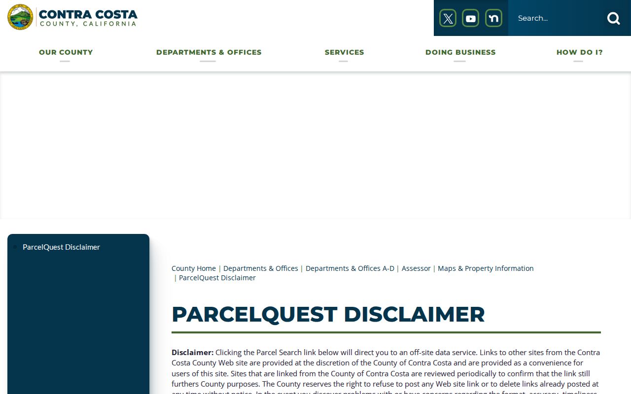 Walnut Creek street directory ParcelQuest disclaimer about parcel lines and legal descriptions